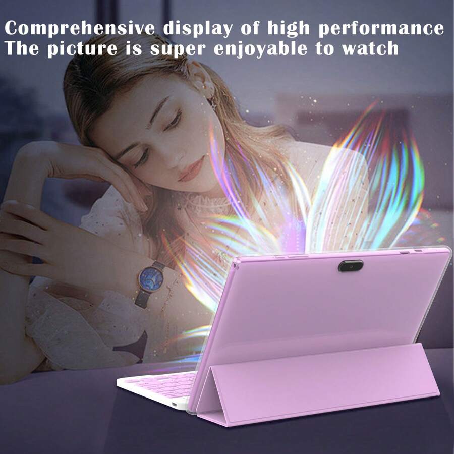 Tablet 2 In 1 Tablets 10 Inch Android 15 Tablet Set With Keyboard Case Mouse Stylus Film, 8GB+32GB Tablets 10.1" Tab 1280*800 HD Touch Screen, 8MP Dual Camera Games Wi-Fi Bluetooth Tableta PC - Hồng - Xem 1
