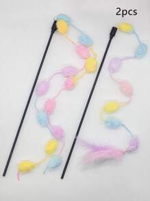 2pcs Cat Teaser Stick With Bell, Interactive Pet Toy For Self-Entertainment - Multicolor - View 11