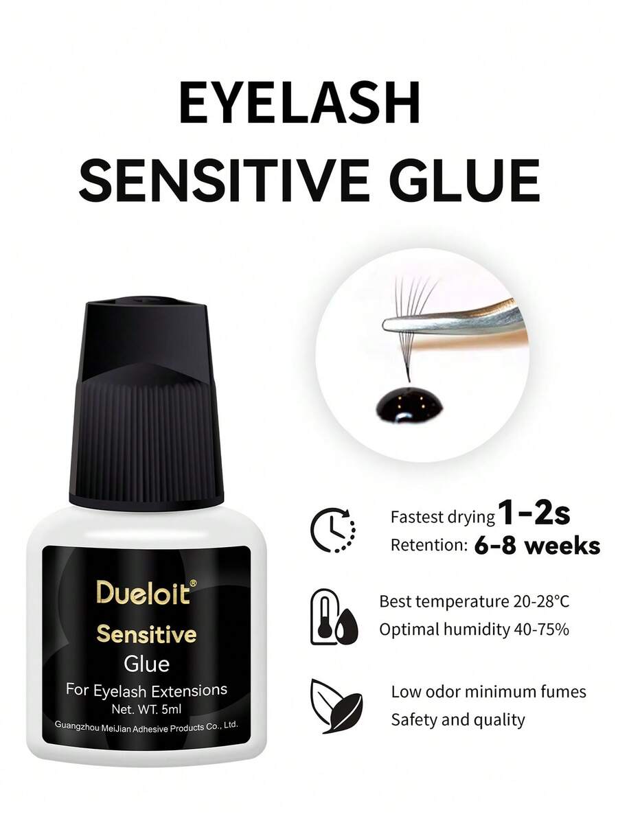 5毫升敏感專業睫毛膠，1-2秒幹燥時間，低刺激低煙霧 - 黑色 - 查看 1