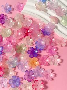 Accesorio de forma de pétalo de flor con cuentas coloridas en un conjunto de 40 piezas para hacer pendientes o collares DIY - Multicolor - Ver 2