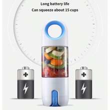 Máy ép trái cây Máy xay sinh tố Cốc đựng nước ép điện Mini USB Di động có thể sạc lại Du lịch 480ml 4 lưỡi dao - Màu xanh lam - Xem 8