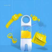 Máy ép trái cây Máy xay sinh tố Cốc đựng nước ép điện Mini USB Di động có thể sạc lại Du lịch 480ml 4 lưỡi dao - Màu xanh lam - Xem 9