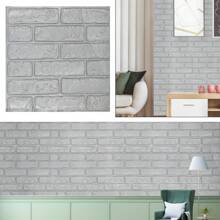 FXLTSBL Wall Panels Self-Adhesive 10 Pieces 3D 35 X 35 Cm Brick Wallpaper Stone Look Wall Sticker Waterproof Wall Wallpaper For Kitchen Bedroom Bathroom Living Room - 銀色 - 查看 8