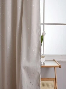 Una pieza de cortinas opacas beige con patrón meteoro plateado, cortinas opacas de fibra de poliéster contemporáneas, adecuadas para dormitorios y salas de estar en el hogar, el tamaño talla grande pequeño es adecuado para ventanas pequeñas. - Beis - Ver 3