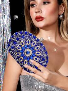 One Pc Blue Rhinestone Sunflower Evening Bag.Women's Clutch For Party, Club, Wedding, Glamorous Rhinestone Bag - Royal Blue - View 1