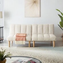 Modern Convertible Sofa Bed Folding Futon Sofa Bed With Sturdy Metal Legs,Corduroy Fabric  Sofa Bed With Adjustable Backrest For Compact Living Room Bedroom Apartment Easy Assembly - trắng - Xem 3