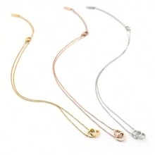 Silver Customized Name Engraved Love Necklace, Two Hearts, Rotatable Rose Box, Soap Flower, Stainless Steel Carved Couple Name Necklace, Valentine's Day, Wedding Anniversary, Proposal Gift,Silver,Gold,Rose Gold,Stylish,Colorful,Vintage,Simple,Unisex,Casual,Cuties,Custom,Personalized,Unique,Ideal Gifts For Him,Ideal Gifts For Her,Her,Boyfriend,Girlfriend,Dad,Mom,Family,Friends,For Anniversaries,For Birthdays,For Graduation,For Prom,For Party,Stainless Steel Jewelry - Silver - View 6