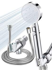 3入組增壓花灑套裝,浴室專用增壓花灑頭,高壓手持花灑頭,適用於家庭或健身房使用 - 銀色 - 查看 1
