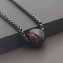1 Stück-Baseball-Halskette aus 304L-Edelstahl für Männer und Frauen, Baseball-Zubehör für Schmuck