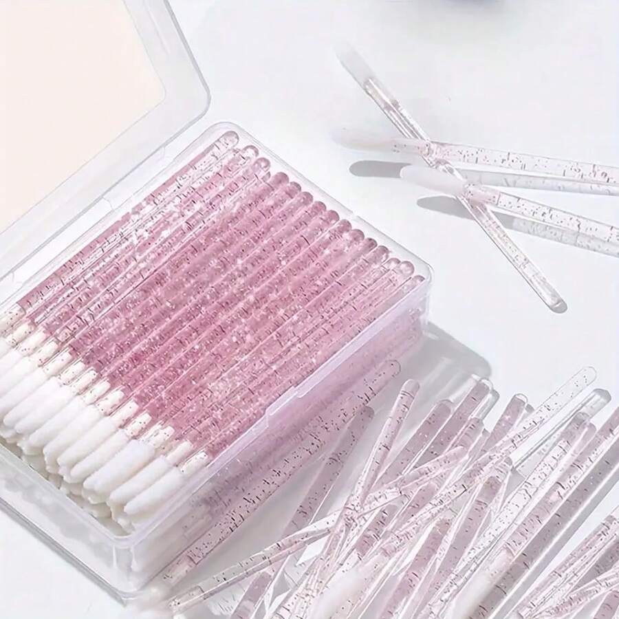 100pcs Lip Brush Lipstick Lip Gloss Applicator Mascara Brush Head Makeup Cleaning Brush Set Makeup Tools - Multicolor - View 1