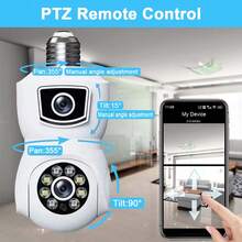 Camera giám sát bóng đèn WiFi ống kính kép 6MP (4MP + 4MP) Chống nước đầy đủ màu sắc Tầm nhìn ban đêm Bảo mật không dây Camera PTZ E27 Đèn giao diện Camera quan sát theo dõi tự động Âm thanh hai chiều Hỗ trợ trong nhà Ghi thẻ TF V380 Chỉ hỗ trợ WiFi 2.4G - trắng - Xem 13