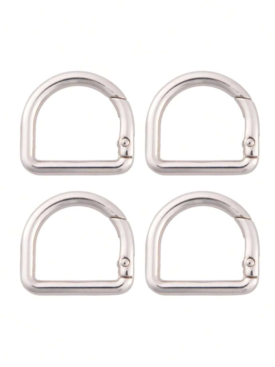 5piezas Hebilla de correa de bolsa con cierre de gancho de hardware en forma de D para la fabricación de bolsos DIY - Plateado - Ver 1