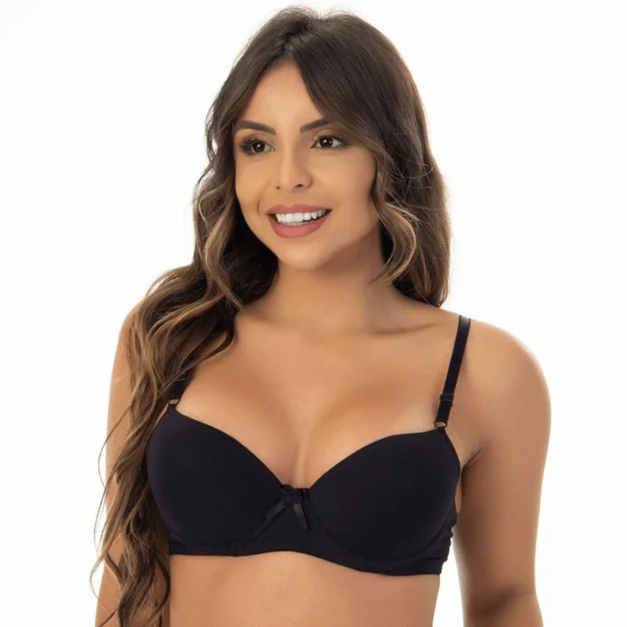 Kit 3 Sutiã com Bojo Básico Liso Alça Fina Soutien Dia Dia