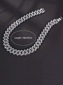 Juego de cadena de eslabones en forma de diamante grande: brille con estilo con collar de pedrería de lujo y pulsera para entusiastas del hip-hop - moda duradera y versátil - Diamantes de imitación de rombos grandes - Ver 20