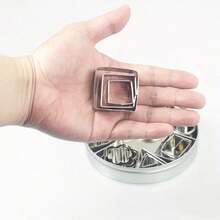 24pcs Stainless Steel Mini Cookie Cutter Set, Including Square, Heart, Triangle, Circle, Flower And Star Shapes For Baking, Cutting Dough, Pastry, Fruit, Fondant And Clay - Silver - View 7