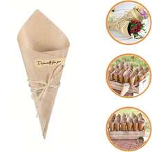 50入組牛皮紙卷帶雙面膠和貼紙，花束禮品包裝紙，賀卡，乾花配件適用於活動派對DIY禮品 - 棕色 - 查看 2