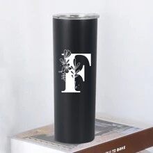 1pc, 20oz Double Wall Stainless Steel Vacuum Insulated Cup, Perfect For Home Or Office, Straight-Sided Coffee Mug, Ideal Gift For Female Friends - Black - View 25