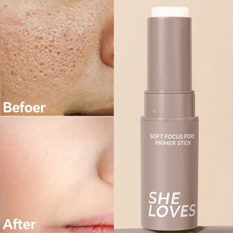 SHE LOVES BEAUTY: Stick de imprimación facial de poros invisibles - Larga duración, control de aceite, acabado mate - Imprimación de base de maquillaje