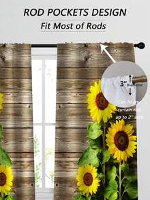 Cortina impresa de girasol, 2 piezas, tratamiento de ventana con bolsillo para barra, para decoración de las habitaciones de la casa, oficina, cocina y sala de estar - Multicolor - Ver 2