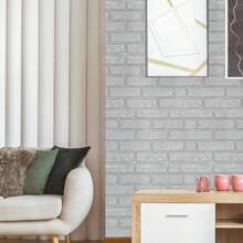 FXLTSBL Wall Panels Self-Adhesive 10 Pieces 3D 35 X 35 Cm Brick Wallpaper Stone Look Wall Sticker Waterproof Wall Wallpaper For Kitchen Bedroom Bathroom Living Room - 銀色 - 查看 6