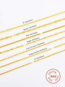 Collana In Argento Sterling 925 Per Donne, Catena Lunga E Sottile Alla Moda, Placcata In Oro 18k Per Maglione