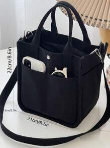 Fashionable Lightweight Canvas Tote Bag, Multi-Pocket Design, Multifunctional Crossbody Bag Doubles As Lunch Box, Korean Style Multi-Compartment Mom & Baby Outdoor Portable Large Capacity Handbag, Super Convenient Stylish Mom Outdoor Lunch Box Bag, Japanese Style Bag