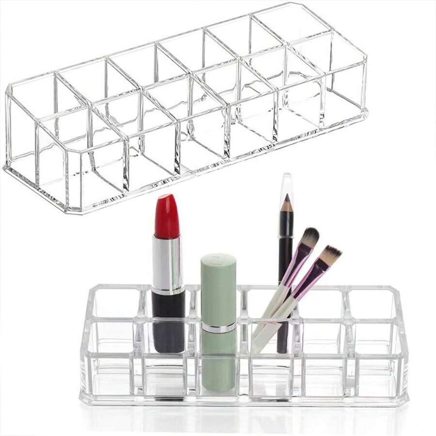 1/2/4 chiếc 12 Son môi Acrylic trong suốt dạng lưới, Son bóng, Giá trưng bày lưu trữ, Hộp lưu trữ hoàn thiện son môi, Cho kỳ nghỉ bãi biển, Bộ sưu tập phòng tắm, Bộ sưu tập phòng ngủ, Sức chứa lớn - Trong sáng - Xem 1