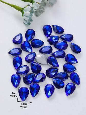 100pcs 10*14mm Teardrop Shaped Glass Crystal Beads, Multi-Color Glass Faceted Rhinestones, DIY Phone Case Jewelry Making Accessories, Clothing Shoes Bags Decorative Accessories