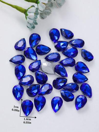 100pcs 10*14mm Teardrop Shaped Glass Crystal Beads, Multi-Color Glass Faceted Rhinestones, DIY Phone Case Jewelry Making Accessories, Clothing Shoes Bags Decorative Accessories