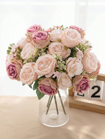 1/3PCS Artificial Rose Bundle Autumn Decoration Wedding Decoration Bride Handheld Flower Wrist Flower Breast Material Home Dining Room Bedroom Vase Decoration Flower Bundle DIY Birthday Party Cake Material Valentine's Day And New Year Decoration Material Shooting Props, Valentine Day, Gift Gifts Graduation