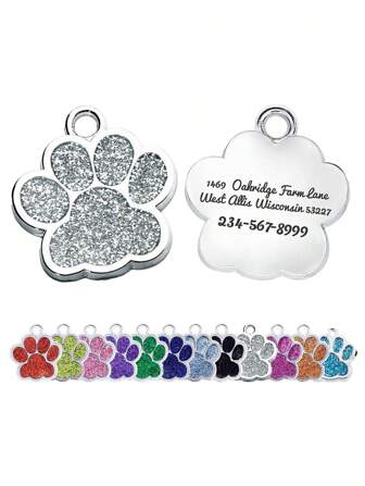 1 Peça Pequena Etiqueta de Identificação de Estimação Personalizada em Formato de Pata Prateada Personalizada, com Nome de Estimação Personalizável, Informações de Contato, Endereço e Outros Detalhes na Parte de Trás, Uma Etiqueta de Identificação de Estimação Personalizada e Gravada para Evitar a Perda de Animais de Estimação, Adequada para Cães e Gatos Pequenos Ornamental, Gravada, Aço Inoxidável Elegante, Moda, Colorida, Vintage, Fofa, Contratada, Fofinha Personalizada, Única, Personalizada, Suprimentos de Estimação Personalizados para Aniversários, Férias, Suprimentos de Estimação Personalizados