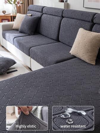 1pc Elastic Thickened Sofa Cushion Cover, Stretchable All-Inclusive Quilted Couch Pad Universal Modern Minimalist Sofa Protector, Dustproof, Splashproof, Stain Resistant Sofa Seat Pad, Washable, Suitable For L-Shaped And 1/2/3/4 Seater Living Room Sofas