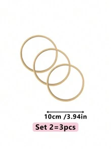 Conjunto de 3 bastidores de bordado em ponto cruz bege feitos à mão, feitos de bambu, usados para apanhador de sonhos, penas, gramado externo, decoração de casamento, parede de sala, decoração de quarto, sino de vento, anel interno com pingente estilo Mori, moldura de ornamento de tecelagem com pingente para presente de festival.