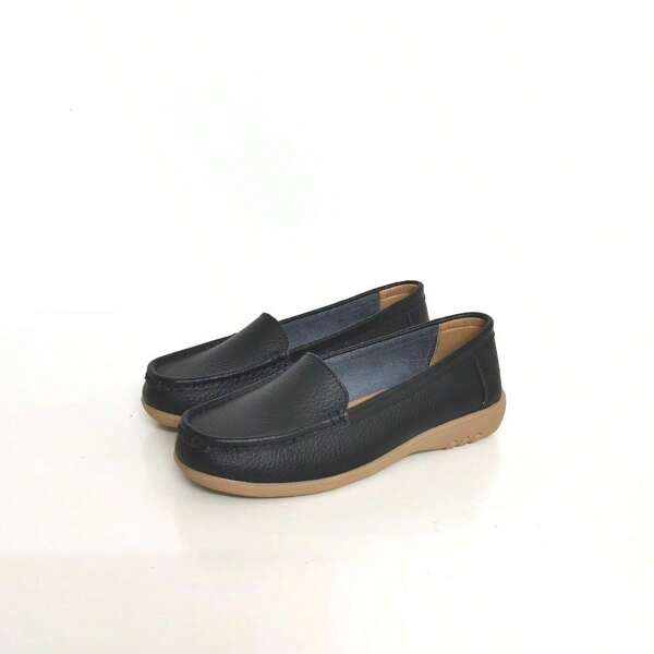 2024 Women Slip-On Flat Genuine Leather Soft Bottom Comfortable Work/ Elderly/ Mom/ Slouchy Shoes