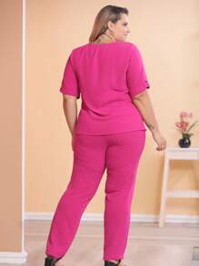 Plus Size Co-Ords - Pink - View 9
