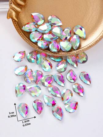 100 piezas de cuentas de cristal de forma de lágrima de 10*14mm, cristal colorido y en forma asimétrica para decoración de estuches de teléfono móvil DIY y accesorios de ropa/bolsos/zapatos
