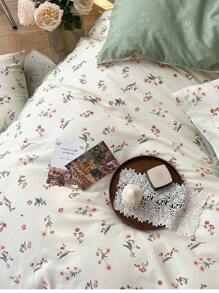Juego de funda nórdica de 3 piezas con estampado floral retro, transpirable y cómodo para todas las estaciones, 2 fundas de almohada + 1 funda nórdica (sin sábana)