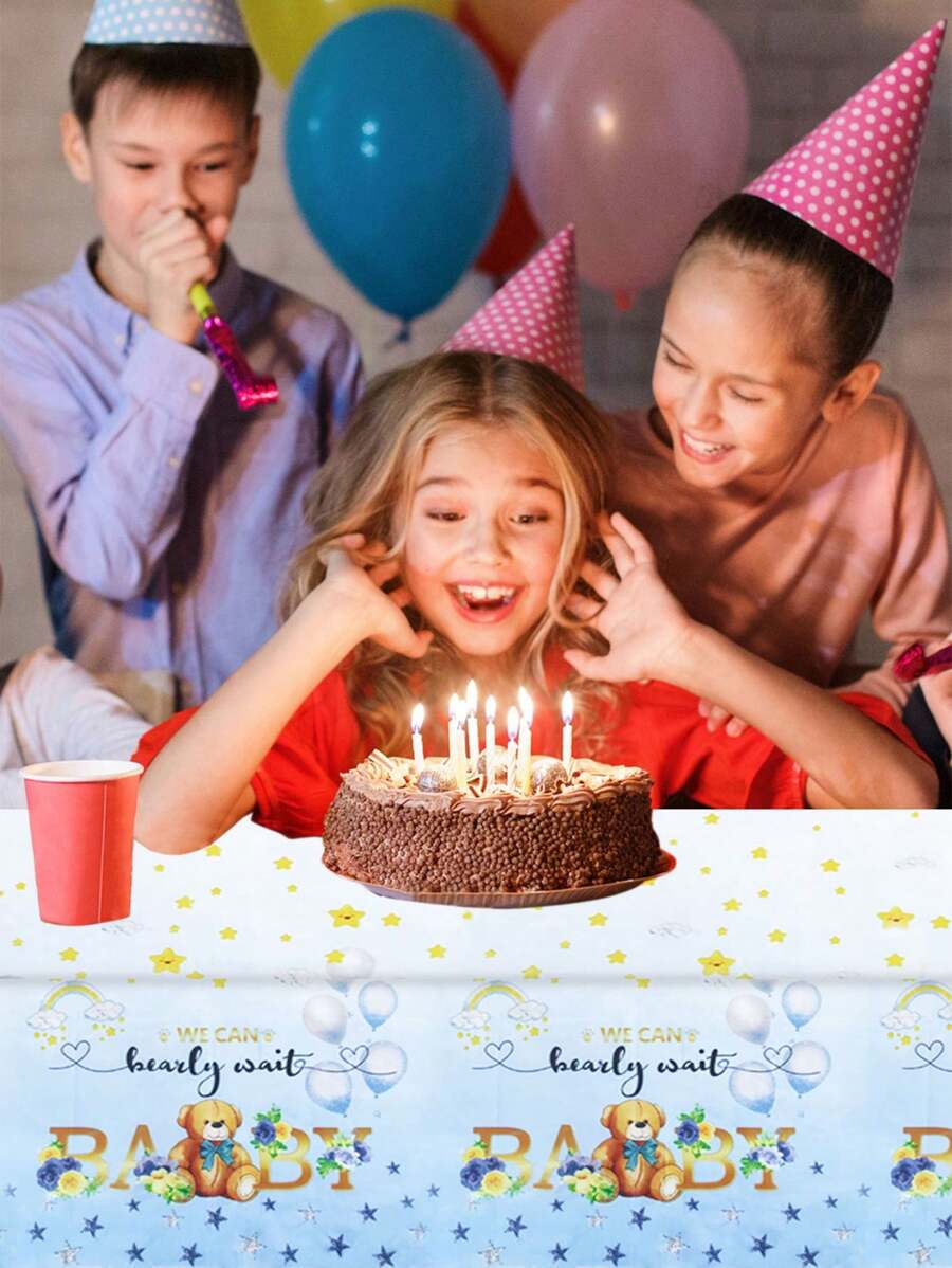 2 Pack Baby Bear Tablecloth Bear Baby Shower Table Covers Bear Theme