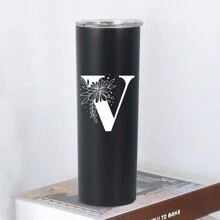 1pc, 20oz Double Wall Stainless Steel Vacuum Insulated Cup, Perfect For Home Or Office, Straight-Sided Coffee Mug, Ideal Gift For Female Friends - Black - View 31