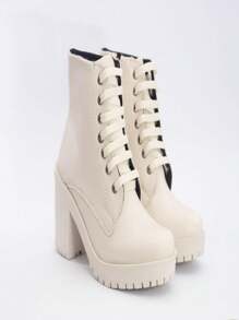 Women Mid-Calf Boots - Màu be - Xem 4