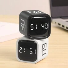 Temporizador digital mini para productividad tipo cubo con sensor de gravedad, pantalla LED de volteo, 4 tiempos preestablecidos, modos duales de cuenta regresiva para cocina y estudio. - Blanco - Ver 5