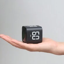 Temporizador digital mini para productividad tipo cubo con sensor de gravedad, pantalla LED de volteo, 4 tiempos preestablecidos, modos duales de cuenta regresiva para cocina y estudio. - Blanco - Ver 4