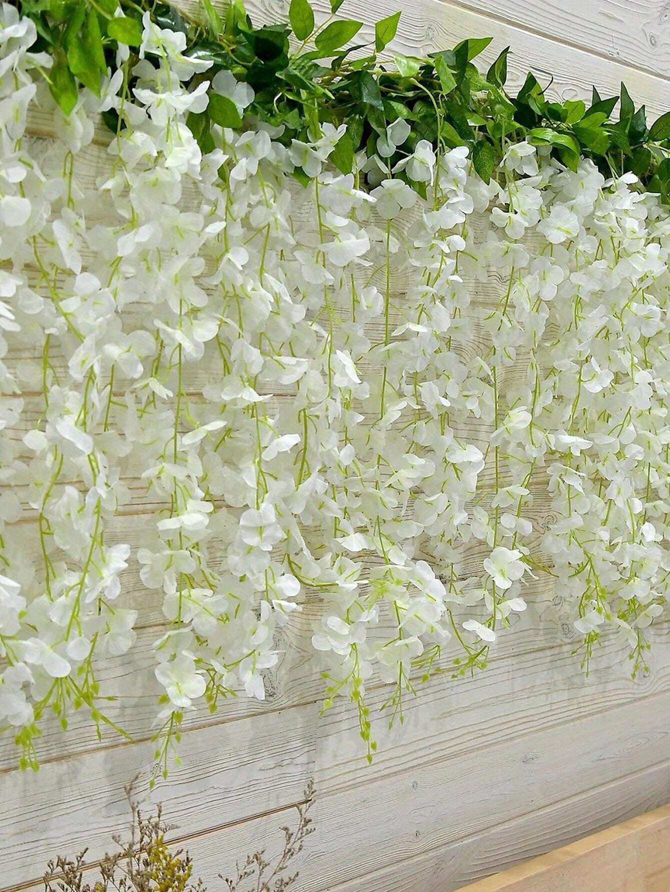 10 Branches Wisteria Hanging Flowers 70.87in Artificial White Wisteria