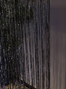Sparkly Silver Wire Thick Door Curtain For Home Decoration, With Tassel And Partition Design