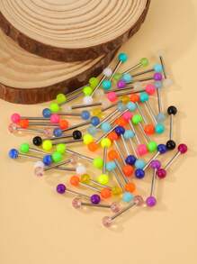 20pcs Stylish Multicolor Stainless Steel Barbell Tongue Rings Set, Suitable For Men And Women For Daily Wearing Or Gifting