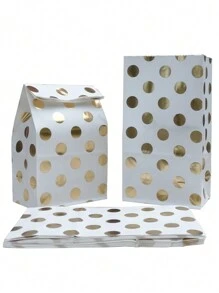 8pcs Mixed Set  Party Supplies Paper Bags With Dots, Waves, Diagonal Stripes, And Star Patterns, Great For Gift Wrapping Candy And Snacks - Multicolor - View 4