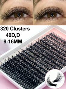 Extensiones de pestañas DIY, 320 grupos (40D,D-9-16MM), volumen de pestañas Manga, extensiones de pestañas individuales, grupos de pestañas DIY en casa,pestañas pestans extensiones de pestañas