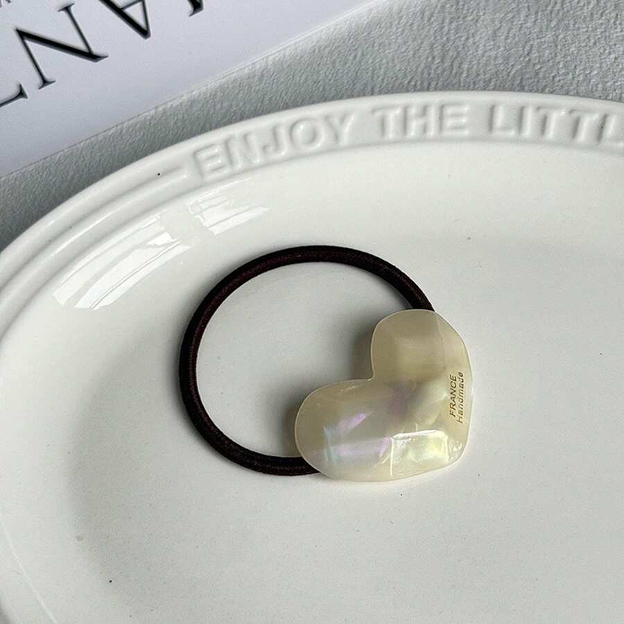 1pc Acetic Acid Jelly Colored Heart Shaped Hair Tie, Daily Wear Women