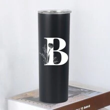 1pc, 20oz Double Wall Stainless Steel Vacuum Insulated Cup, Perfect For Home Or Office, Straight-Sided Coffee Mug, Ideal Gift For Female Friends - Black - View 9