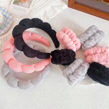 3Pcs/16pc/Set Spa Headband & Wristbands Set For Face Washing, Makeup And Skincare Headbands And Wristbands, Puffy Makeup Headbands For Face Washing, Mask, Skin Treatment, Hairdressing Accessories, Fluffy Cloud Shaped Head Band, Non Slip Head Hoop, Elastic Water Absorbent Wrist Towel, Suitable For Face Washing Skincare Make Up Spa Travel Essentials - Multicolor - View 6
